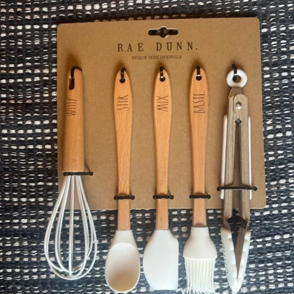 NWT Rae Dunn 5 pc Mini Utensils Set white